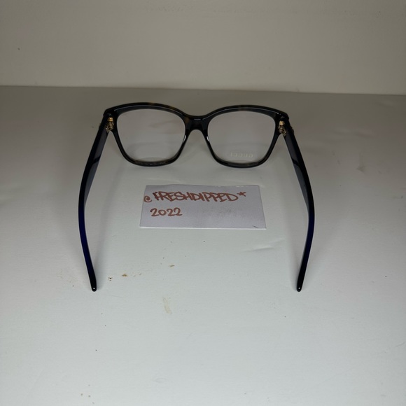 NWT WOMENS GUCCI GLASSES GG0038O TRANSPARENT HAVANA BLUE DEMO LENSES NO CASE - Picture 10 of 15